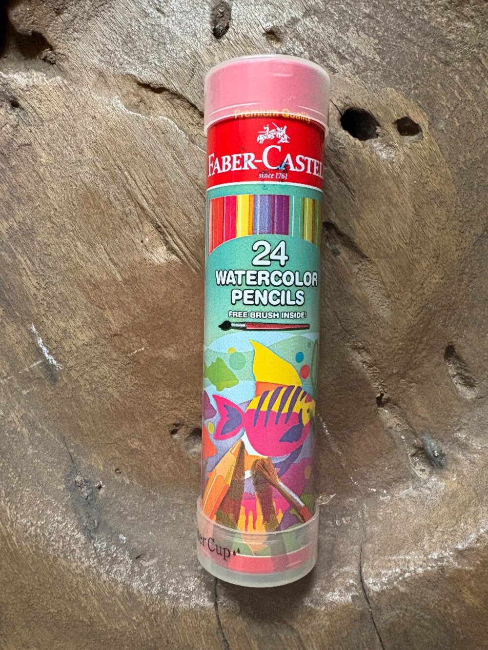 Faber-Castell vintage collectible tin 24 watercolor pencils water cup artist